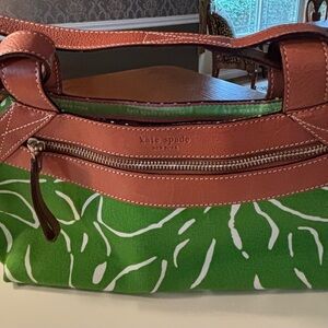 Kate Spade Green and Tan Shoulder Bag